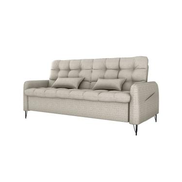 Imagem de Sofá-Cama Casal 3 Lugares Pillar Linho Cinza Claro