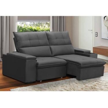 Imagem de Sofá Retrátil e Reclinável Parma 1,80m com Porta Copos e Objetos Grafite