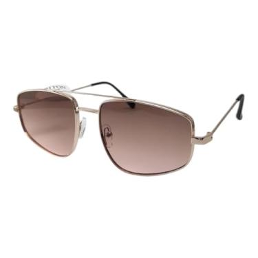 Imagem de Triton Eyewear Óculos de Sol Aviador Retangular, Armação Dourada, Lente Marrom Degradê, Proteção UVA/UVB