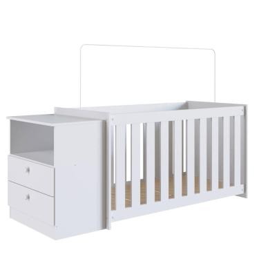 Imagem de Berço com Cômoda Branco Linha Aconchego Completa Móveis