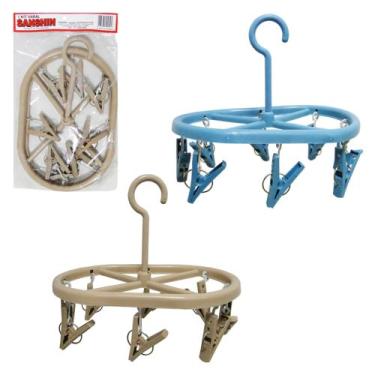 Imagem de Varal de pendurar de plastico oval fixo com 8 prendedores cozinha lava