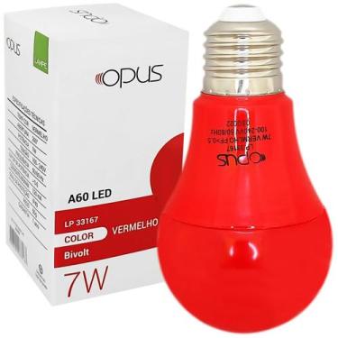 Imagem de Lâmpada Bulbo Led A60 7W Bivolt E27 Vermelha - OPUS, 110v/220v