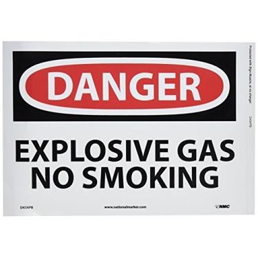 Imagem de NMC D434PB Placa OSHA, Legend "Danger - Explosive Gas NO Smoking", 35,5 cm de comprimento x 25,4 cm de altura, vinil sensível à pressão, preto/vermelho sobre branco