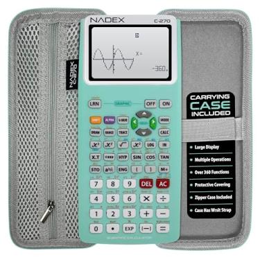 Imagem de Calculadora científica com gráficos, inclui estojo de transporte, para estudantes universitários e secundários, cálculo, álgebra, geometria, trigonometria, estatística, física, química, menta