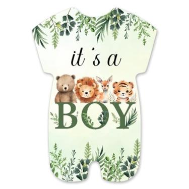 Imagem de brayqu Convites de festa de chá de bebê para meninos da floresta, convites em forma de chá de bebê de animais da floresta para preencher convites de festa de chá de bebê (20 cartões de convite com