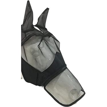 Imagem de Máscara voadora de mosca de cavalo orelhas proteção de malha facial anti-UV mosquito (cavalo inteiro)