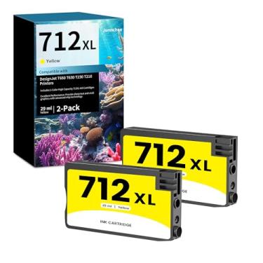 Imagem de Cartucho de tinta amarela 712XL 712 de substituição para HP 712 XL 712XL 712XL Cartucho de tinta amarela 3ED69A para DesignJet T650 T630 T230 T250 T210 e impressora Studio Plotter (pacote com 2)