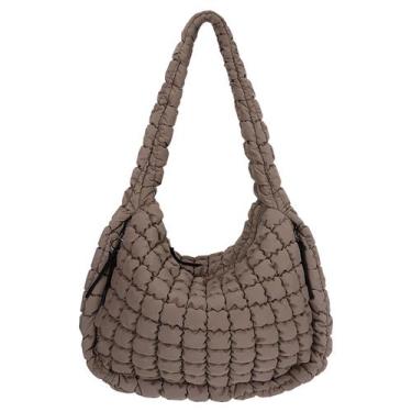 Imagem de Sacola acolchoada Juoxeepy Large Puffer Shoulder Nylon Cáqui Escuro