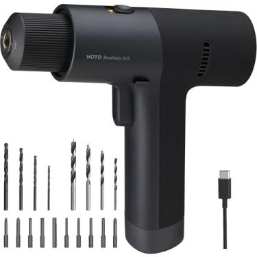 Imagem de Furadeira sem escova HOTO sem fio de 12 V, tela de LED, 30 engrenagens de precisão, 2 modos de funcionamento, bateria de 2000 mAh, torque de 266 polegadas (30N·m), mandril sem chave de 3/8 polegadas