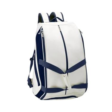 Imagem de Vaveren Mochila organizadora de mochila de pickleball, bolsa impermeável para badminton, armazenamento de raquetes, para treinamento ao ar livre, Branco E Azul