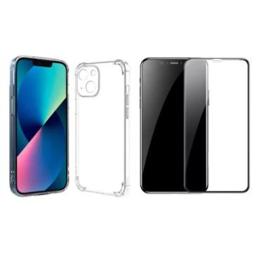 Imagem de Kit Capinha Silicone Antichoque + Película 3D Compativel com Iphone 13