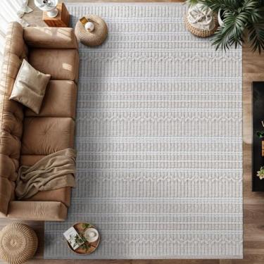 Imagem de Tapete moderno listrado 15 x 23 cm para sala de estar, cozinha, quarto, durável, macio, geométrico, durável, pilha baixa e alta, resistente a manchas, tapete de área que não cai 15 x 23 cm