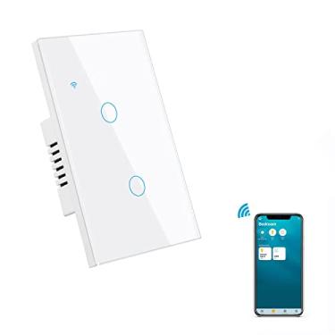 Imagem de Interruptor inteligente de parede HomeKit WiFi, interruptor de luz, painel de vidro, controle remoto sem fio com função de temporizador, suporte Apple HomeKit, Amazon Alexa e Google Assistant, sem