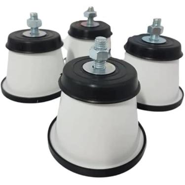 Imagem de Kit 4 Pés P/Fogão Geladeira Freezer Maquina de Lavar Em Polipropileno Com Rodinhas Universal Branco
