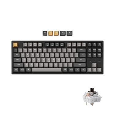 Imagem de Keychron Teclado mecânico com fio personalizado C1 Pro, layout TKL RGB QMK/VIA macro programável com interruptor K Pro Brown Switch OEM perfil dual-shot PBT teclas compatíveis com Mac Windows Linux