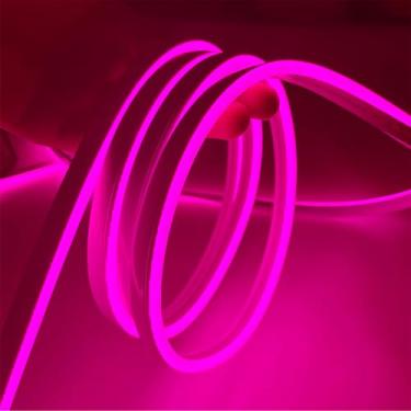 Imagem de Vasten Cordão De Luz Neon Led Vasten, 5 Metros, À Prova D'Água, Rosa, Smd2835, 500 Leds, 12 V Cc, Construção Em Silicone Flexível, Cortável E Regulável, Adequado Para Uso Interno Externo