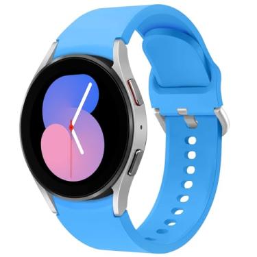 Imagem de KIMAIXA Pulseira para Galaxy Watch 5 de 40 mm e 44 mm/Galaxy Watch 5 Pro 45 mm/Galaxy Watch 4 40 mm 44 mm/Galaxy Watch 4 Classic Band 42 mm 46 mm, pulseira esportiva de silicone de 20 mm, pulseira feminina e masculina, azul claro