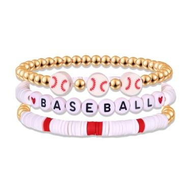 Imagem de BVGA Pulseiras femininas de dia de jogo para futebol, beisebol, basquete, futebol, heishi, contas, acessórios para o dia do jogo, joias esportivas, lembrancinhas de festa, presentes, one size, contas