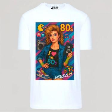 Imagem de Camiseta Geek 80s Vibes - nerd chic, XGG, Branco