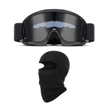 Imagem de LJDJ Óculos infantis de motocross para quadriciclo para motocicletas off-road com proteção solar UV balaclava cobertura total (armação preta lente cinza)
