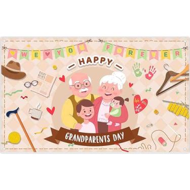 Imagem de Swepuck Tecido 183 x 109 cm Tecido Feliz Dia dos Avós Pano de Fundo Marrom Retrato de Família Retrato de Aposentadoria Eventos Decorações de Festa Adereços de Cabine de Fotos