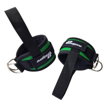 Imagem de Tornozeleira Crossover com Alça para os Pés Pentágono, Dupla Fivela 40mm, Reforçada e Grossa, para Treino de Glúteo, Perna e Coxa, Uso em Polia e Aparelhos de Academia (Verde-Bandeira)