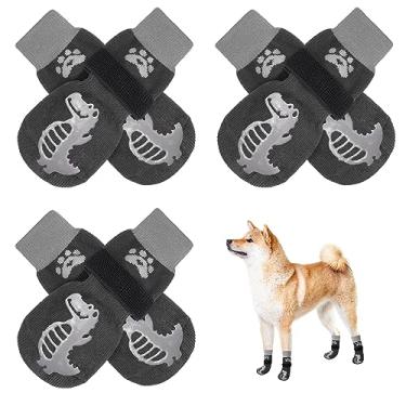 Imagem de BEAUTYZOO Meias antiderrapantes para cães, sapatos para pavimento quente/frio, protetores de patas com aderência, 3 pares para cachorros, pequenos, médios, grandes, idosos, meias para evitar lamber e