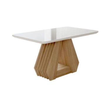 Imagem de Mesa Retangular para Sala De Jantar 130x80 Tampo De Vidro/MDF Agata Ci