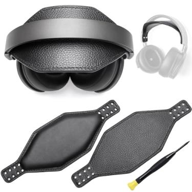 Imagem de Voarmaks Faixa De Cabeça Hexagonal Super Larga Em Couro Legítimo Com Acolchoamento Espuma - Compatível Fone Ouvido Gamer Audeze Maxwell E Profissional Mm-100, Dupla Face Premium