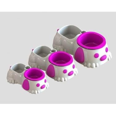 Imagem de Comedouro Duplo Pata Forte Antiformigas e Antiderrapante para Cães e Gatos (Rosa,N3-500ml / 515g)