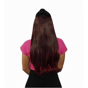 Imagem de Alongamento Aplique Tic Tac Liso Vermelho Marsala Fibra 60Cm - C e c s