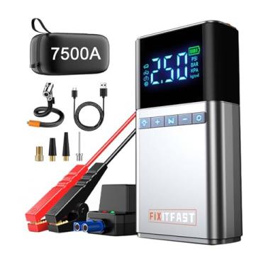 Imagem de FINYQBET 7500A Jump Starter Portátil para Carro com Compressor de Ar de 150 PSI, Lanterna LED e Carregamento Rápido USB,Para Motocicletas, SUVs, e outros, Bateria externa e emergências