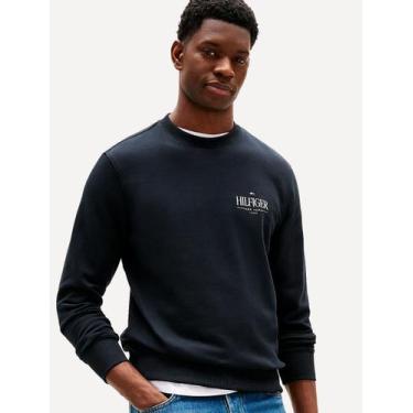 Imagem de Moletom Tommy Hilfiger Masculino Stacked Sweatshirt Azul Marinho, L/G