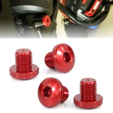 Imagem de Parafusos de orifício espelhado Xitomer 2 pares M10x1.25 para Yamaha FZ07 MT07/MT-09, Honda Grom 125/CRF250L, Kawasaki Vulcan S Z800, Suzuki GSX-S 750/SV650, KTM, Triumph, Aprilia, CNC de alumínio (vermelho)