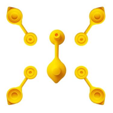 Imagem de 5 tampas de ventilação para latas de gás, aberturas universais para latas de combustível, tampas de bico amarelo, peças de reposição, compatíveis com a maioria dos jarros de água a gás de estilo