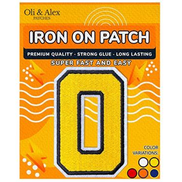 Imagem de Patches Iron On Qualidade Premium - Letras Amarelas Patch para Roupas - Adesivos Letras para Jeans Chapéus Camisetas Jaquetas - Aproximadamente 8,2 x 5,5 cm