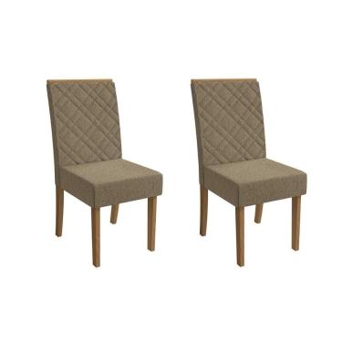 Imagem de Cadeira Sala de Jantar Gardênia 2CAD149 Madeirado Kit 2 Un Canela/Boucle Bege Fendi - Kappesberg