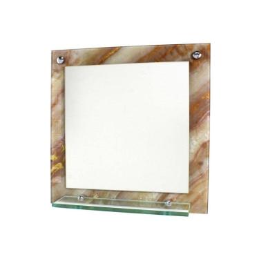 Imagem de Espelho Banheiro Com Prateleira 40Cm X 40Cm Mármore Marfim