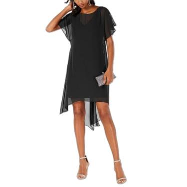 Imagem de Adrianna Papell Vestido curto feminino com sobreposição de chiffon, Preto, PP
