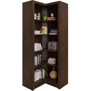 Imagem de Estante Armário De Canto Aberto P/ Escritório 5 Prateleiras Rústico - 