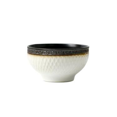 Imagem de Prato de cerâmica delicada para bife estilo nórdico para uso doméstico simples e listrado - tigela com pé de 15 cm de altura