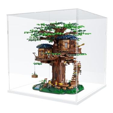 Imagem de Choowin Grande Vitrine De Acrílico Para Lego Ideas Tree House 21318 E Piano 21323 - Caixa Transparente Espessada Colecionadores, À Prova Poeira, Montável, Base Branca