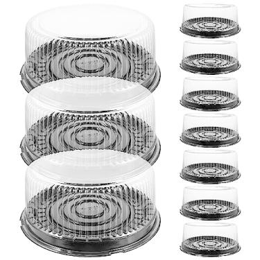 Imagem de SHINEOFI 10 Peças Recipientes Redondos De Plástico Para Bolo, Caixas Com Tampas Cúpula, Mini Capa Armazenamento, Estojo Transporte Festa, Armazenamento E Exibição, Suporte Recipiente Transparente
