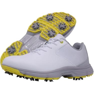 Imagem de Sapatos De Golfe à Prova D'água Para Homens Treinadores De Golfe 7 Spike Walking Footwears Outdoor Golf Training, Yellow, 9.5 UK