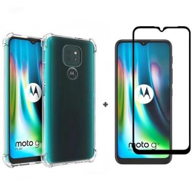 Imagem de Película Vidro Capinha Para Moto G9  G9 Play. Kit Moto Capa Transparen