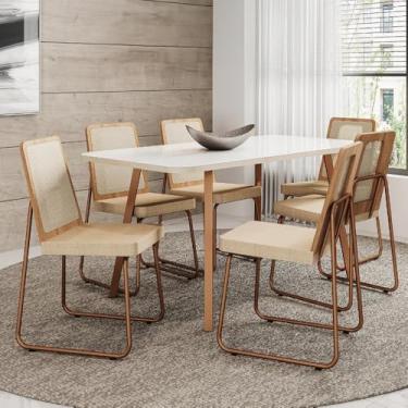 Imagem de Conjunto Sala de Jantar 6 Cadeiras Sevilha Carraro Gelo e Rosê