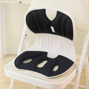 Imagem de Assento Ergonômico com Apoio Lombar, 33 x 35 cm, Almofada Ortopédica para Cadeira, Espuma Alta Densidade