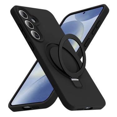 Imagem de Luyxcaze Capa de celular de silicone para Samsung Galaxy S23 de 6,1 polegadas com suporte magnético invisível reforçado compatível com Magsafe Capa protetora à prova de choque de grau militar (preta)