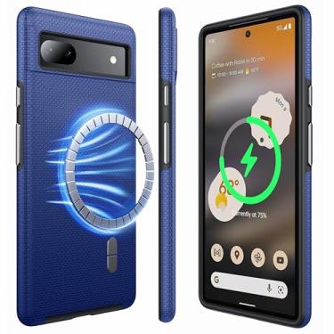 Imagem de NJROW Capa magnética forte para Google Pixel 6a compatível com MagSafe [2024 atualizado] [camada dupla resistente] [à prova de choque militar] capa robusta para celular Google Pixel 6a fina, azul