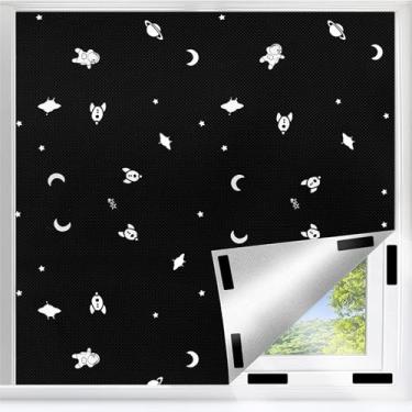 Imagem de Cortinas blackout de aviação, persiana 100% blackout para janela, persianas blackout sem broca, cortinas temáticas espaciais 118x57 para quarto, viagem, quartos de bebê (aviação e espaço)